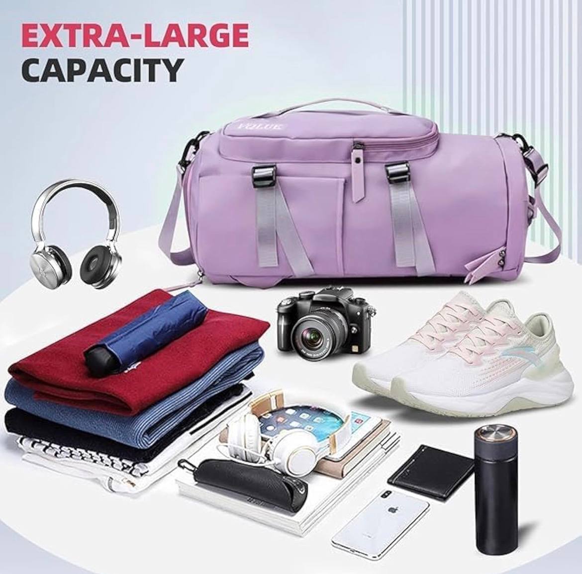 2 in 1 Travel Duffle Bag with Shoe Compartment