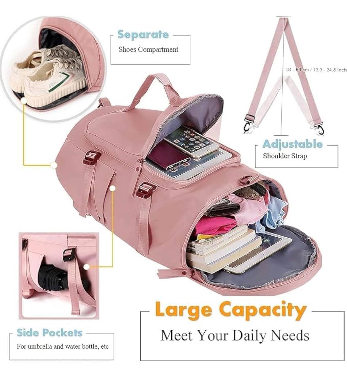2 in 1 Travel Duffle Bag with Shoe Compartment